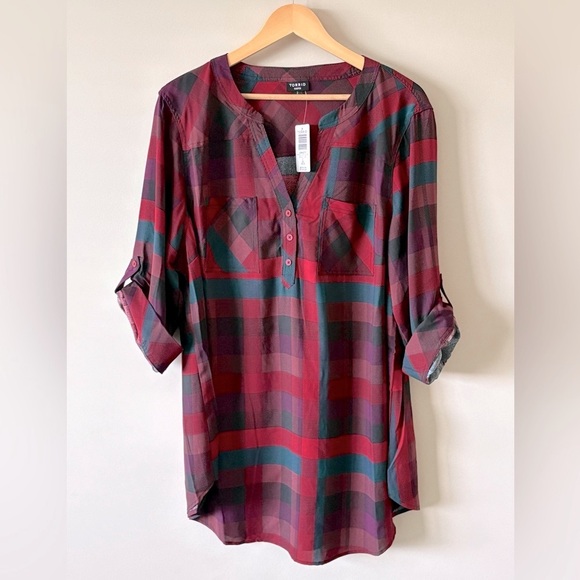 torrid Tops - ✨ NWT Torrid Harper Blouse – Red & Green Plaid (Size 2)